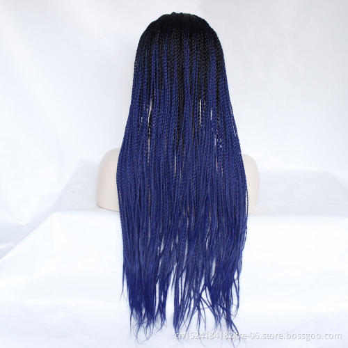 factory wholesale full micro senegalese twist braid wig, million braid synthetic lace front wig